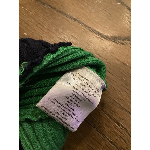 Ciebon Osha Directional Stripe Long Sleeve Asymmetric Knit Dress In Green/navy S - Picture 5 of 12